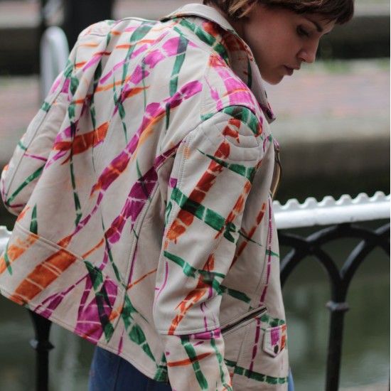 Biker Jacket Tie-dye Leather 